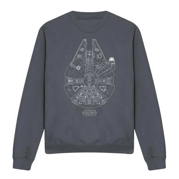 Star Wars Unisex Adult Millenium Lines Sweatshirt / Charcoal